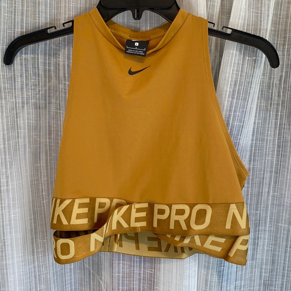 Nike Pro mustard sport bra top, size L